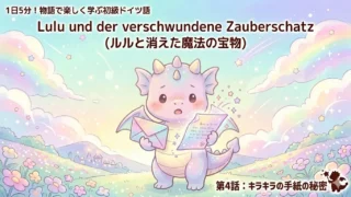 1日5分！物語で楽しく学ぶ初級ドイツ語｜『ルルと消えた魔法の宝物』 第4話：キラキラの手紙の秘密｜【独学・基礎単語】