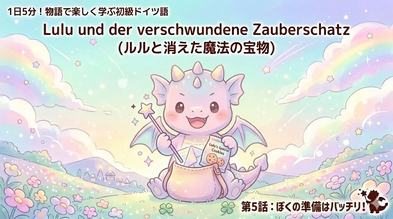 1日5分！物語で楽しく学ぶ初級ドイツ語｜『ルルと消えた魔法の宝物』 第5話：ぼくの準備はバッチリ！｜【独学・基礎単語】