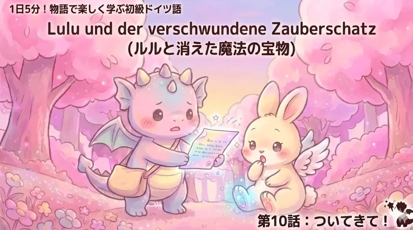 1日5分！物語で楽しく学ぶ初級ドイツ語｜『ルルと消えた魔法の宝物』 第10話：ついてきて！｜【独学・基礎単語】