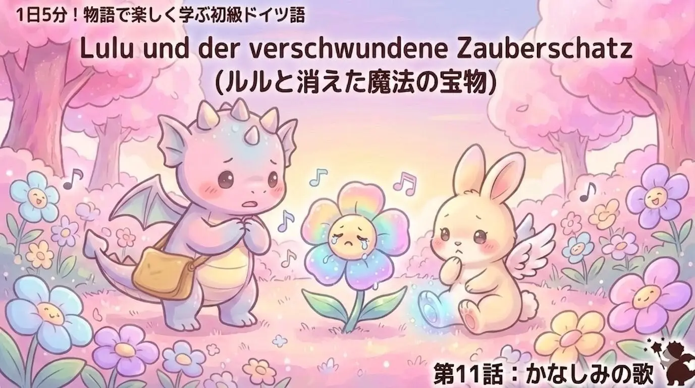 1日5分！物語で楽しく学ぶ初級ドイツ語｜『ルルと消えた魔法の宝物』 第11話：かなしみの歌｜【独学・基礎単語】